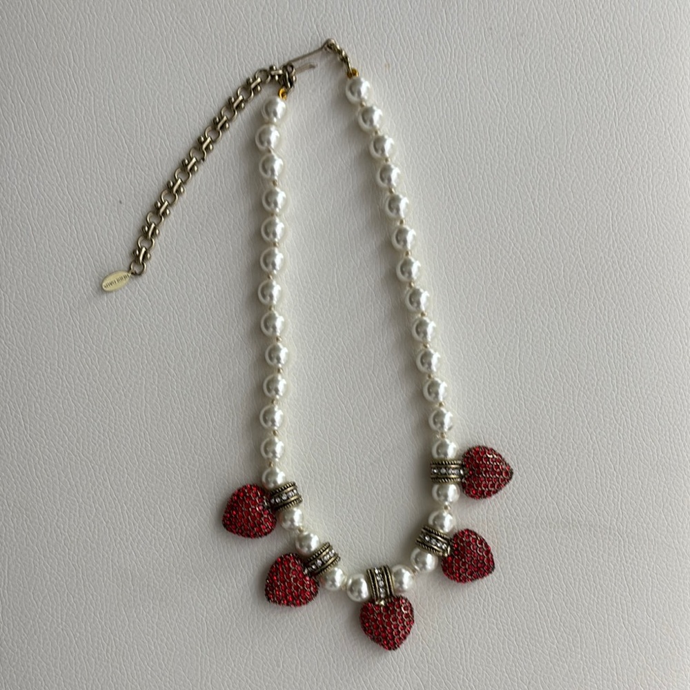 Heidi Daus White and Red Strawberry Necklace